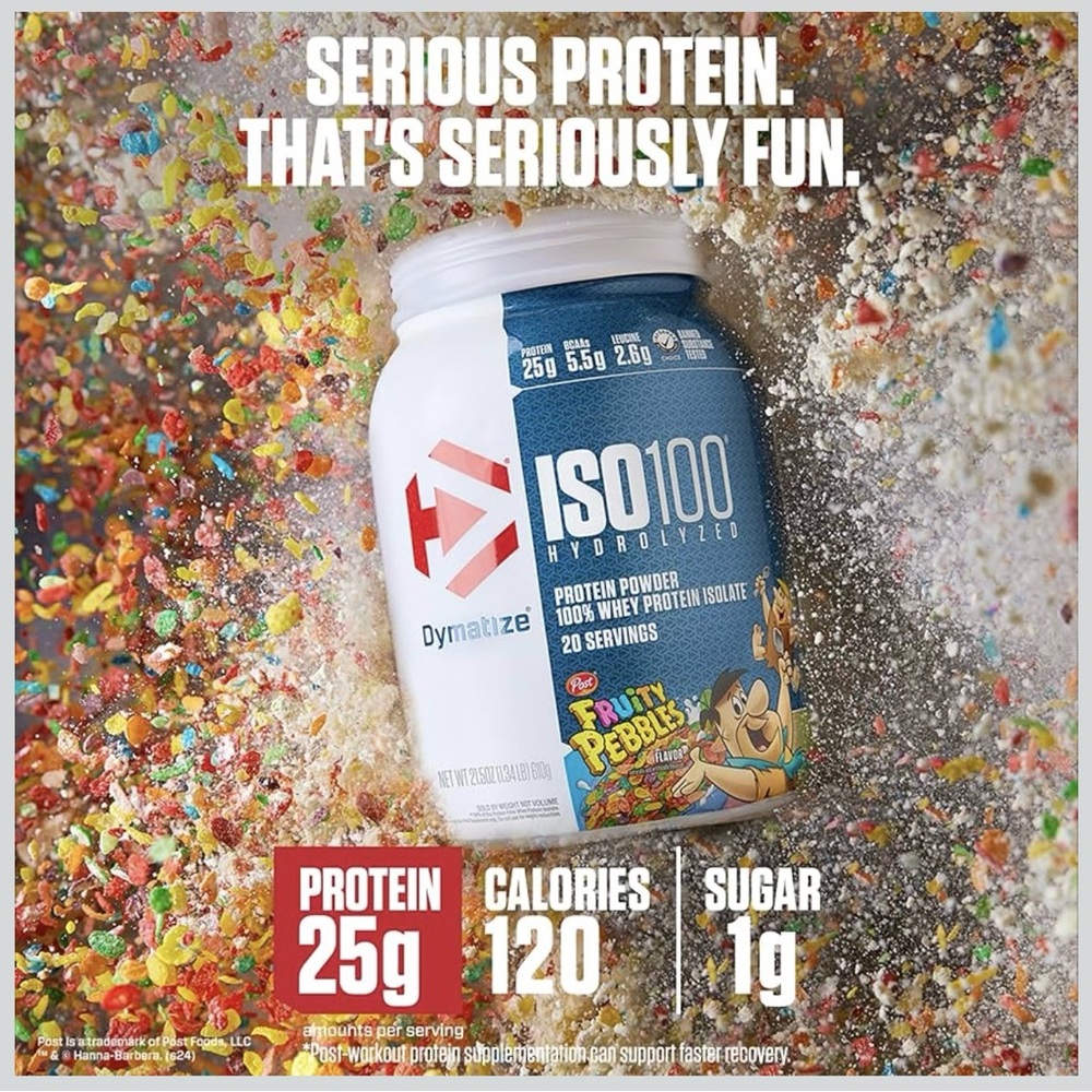 Dymatize ISO100 Hydrolyzed Whey Protein Powder Fruity Pebbles 25g/svg 75 svgs - Picture 2 of 6